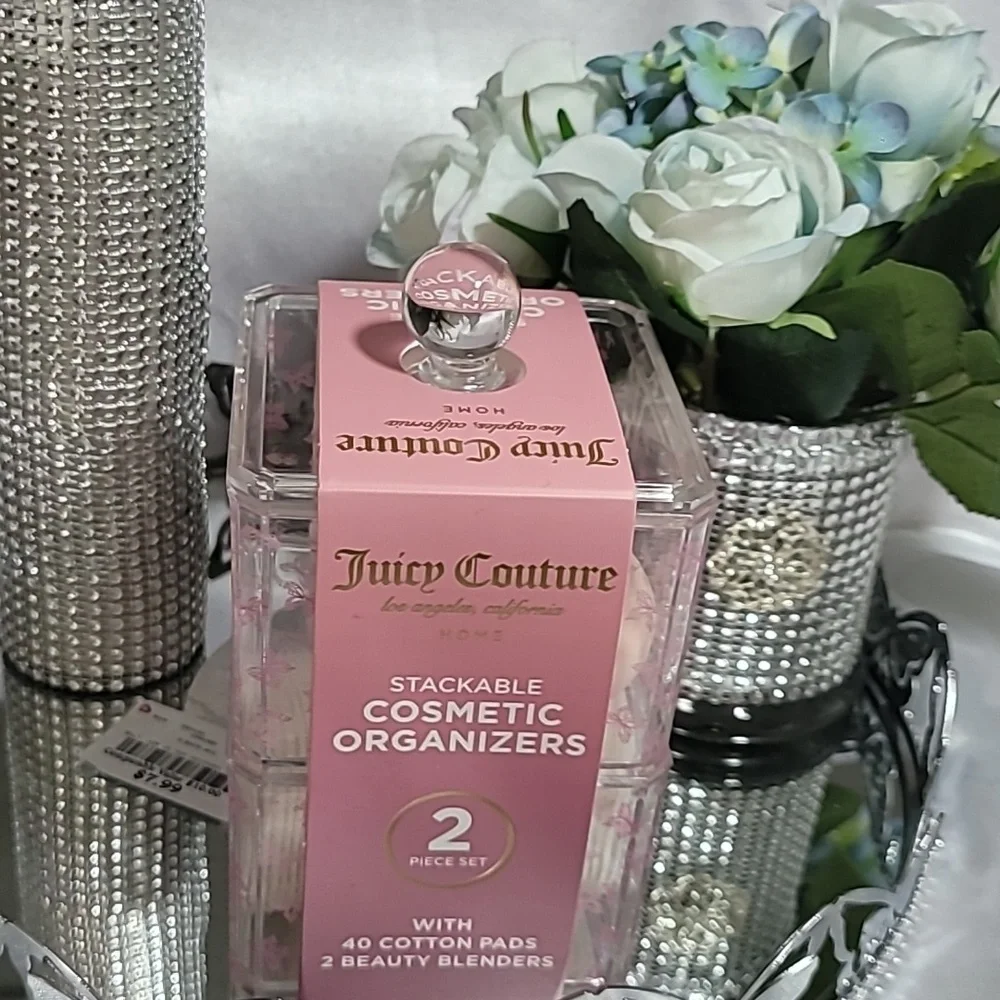 Juicy Couture Pink Stackable Cosmetic Organizers New
